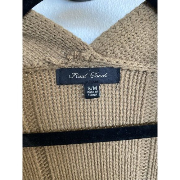 Final Touch Womens Cardigan Duster Open Front Thick Knit Brown S/M Boho Classic - Picture 6 of 8